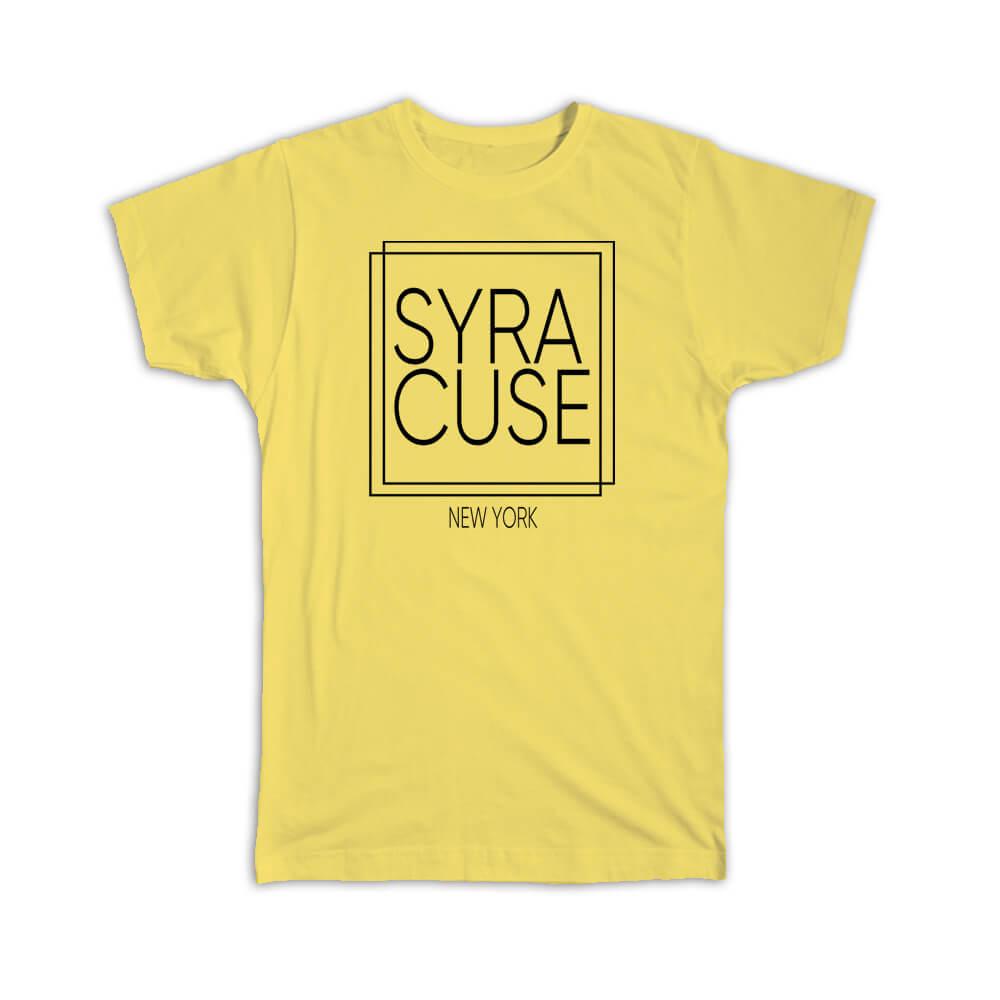 Gift T-Shirt : SYRACUSE New York Square Modern Minimalist Font