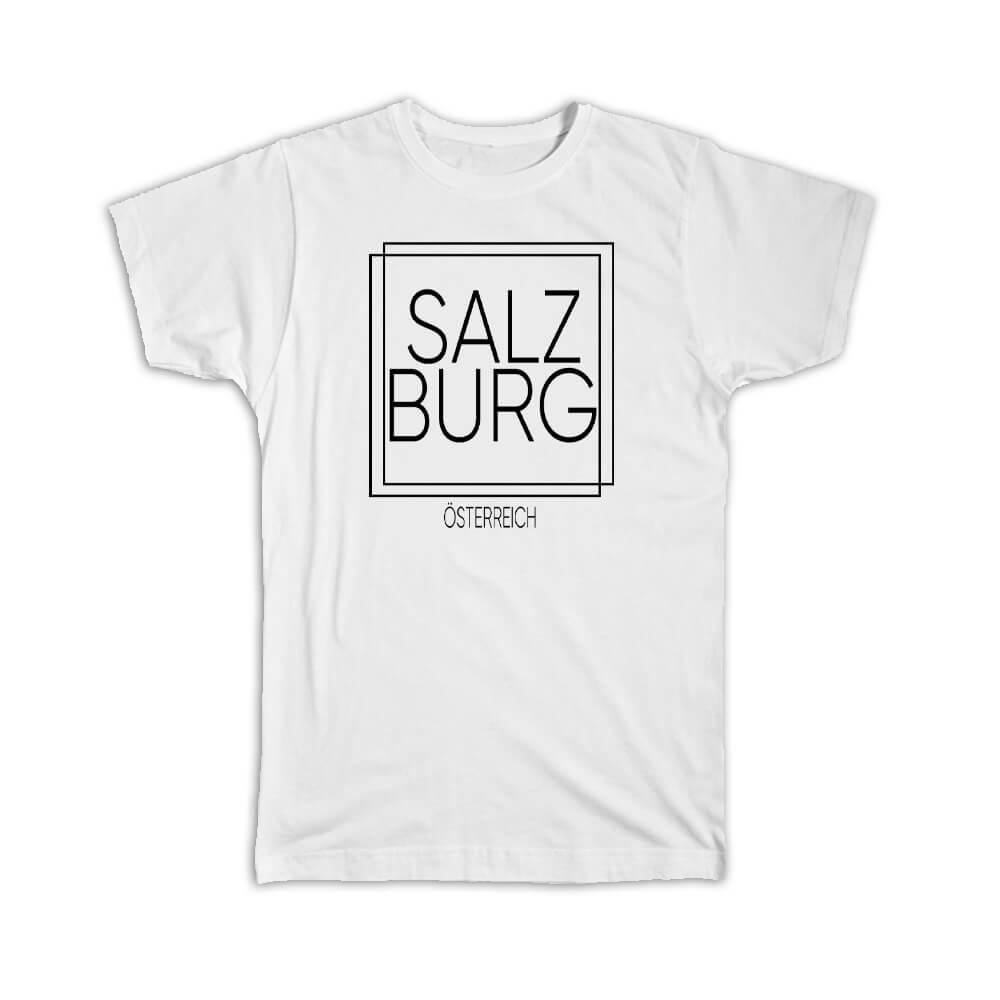 Gift T-Shirt : SALZBURG Austria Square Modern Minimalist Font