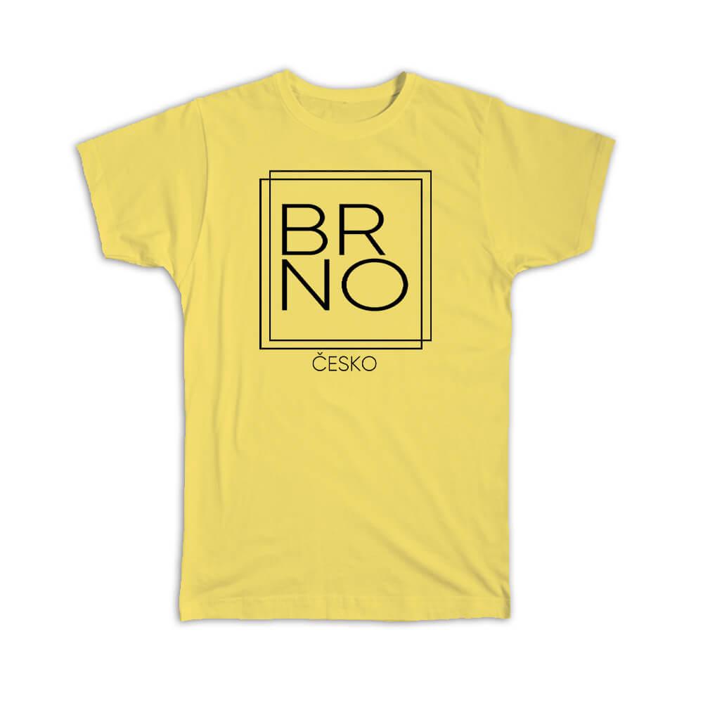 Gift T-Shirt : BRNO Czech Republic Square Modern Minimalist Font