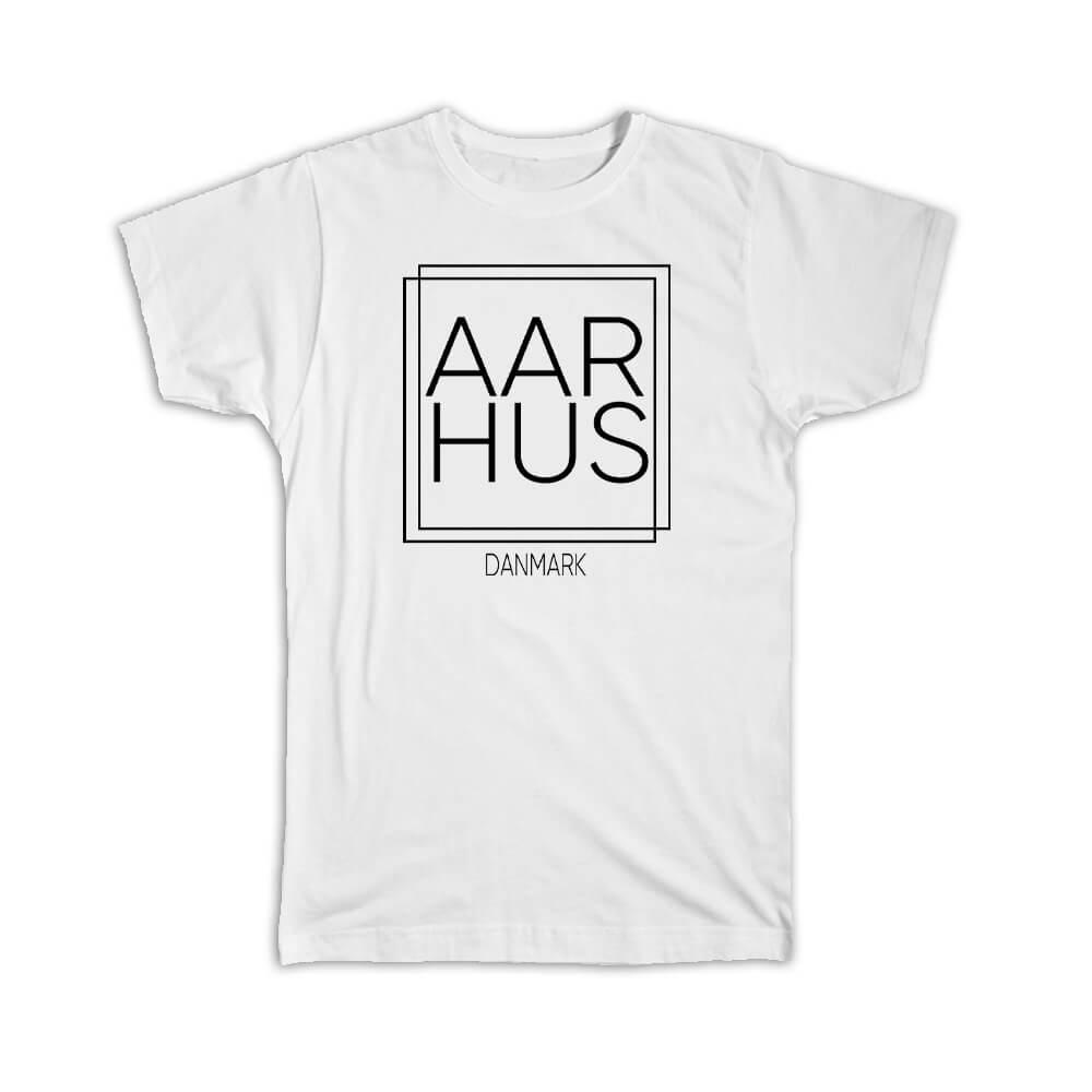 Gift T-Shirt : AArhus Denmark Square Modern Minimalist Font