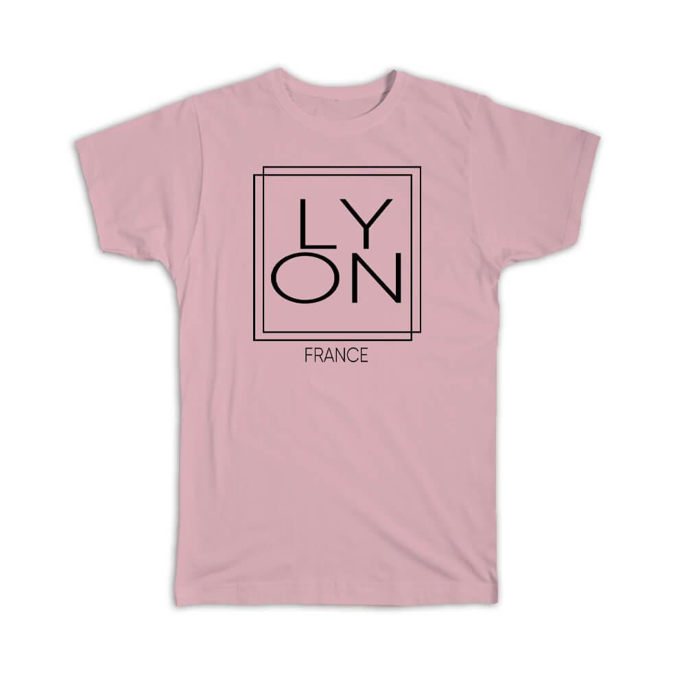 Gift T-Shirt : LYON France Square Modern Minimalist Font