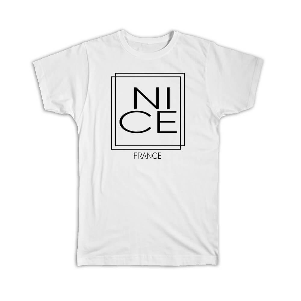 Gift T-Shirt : NICE France Square Modern Minimalist Font