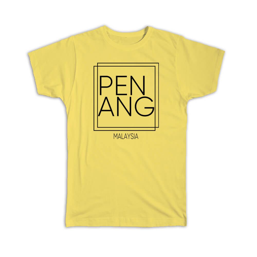 Gift T-Shirt : PENANG Malaysia Square Modern Minimalist Font