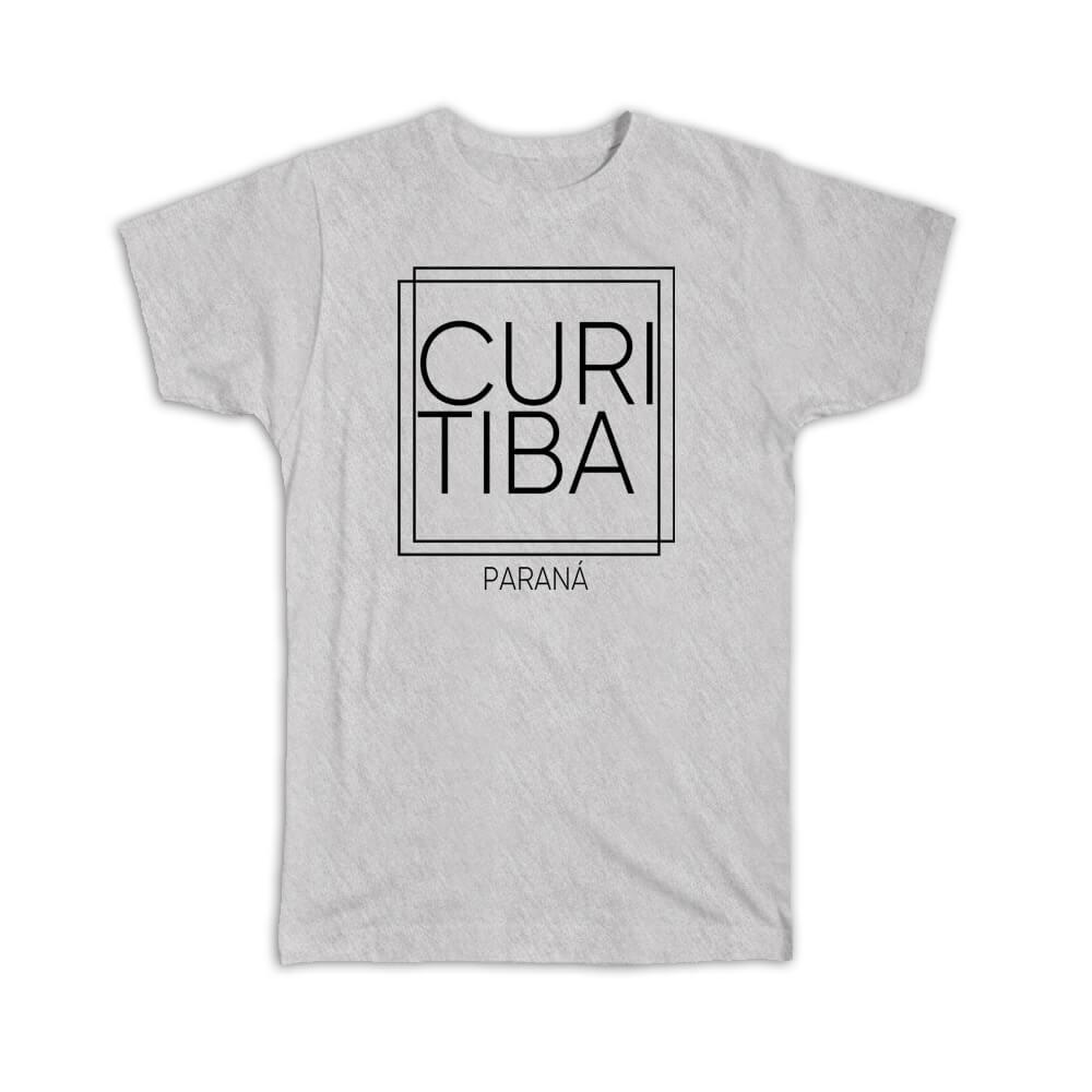 Gift T-Shirt : CURITIBA Parana Square Modern Minimalist Font