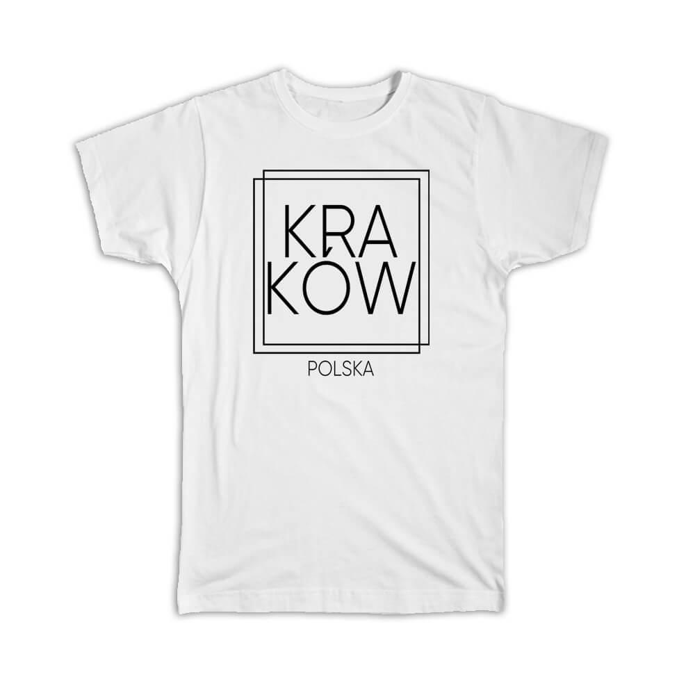 Gift T-Shirt : KRAKoW Poland Square Modern Minimalist Font