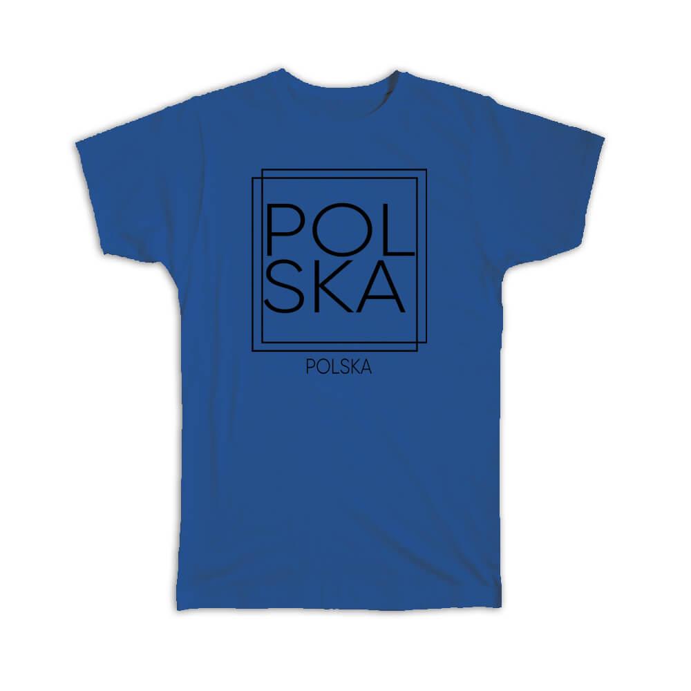 Gift T-Shirt : POLSKA Poland Square Modern Minimalist Font