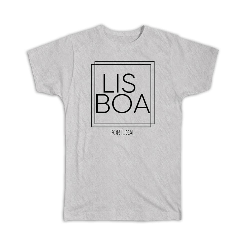 Gift T-Shirt : LISBOA Portugal Square Modern Minimalist Font