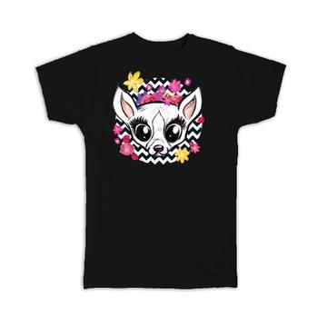 Chihuahua Cartoon : Gift T-Shirt Dog Chevron Polka Dots Floral Flowers Watercolor