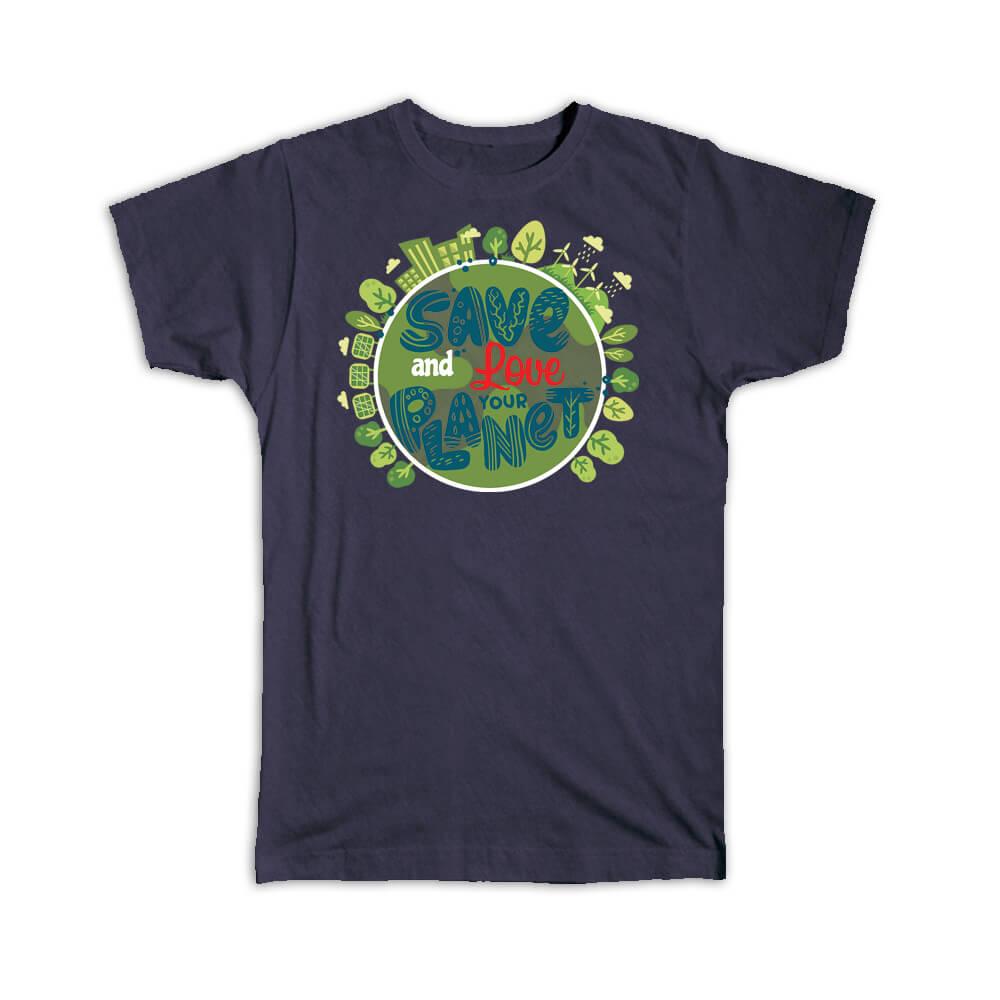 Gift T-Shirt : Eco Save Love Your Planet Kraft Paper Ecological Green Trees