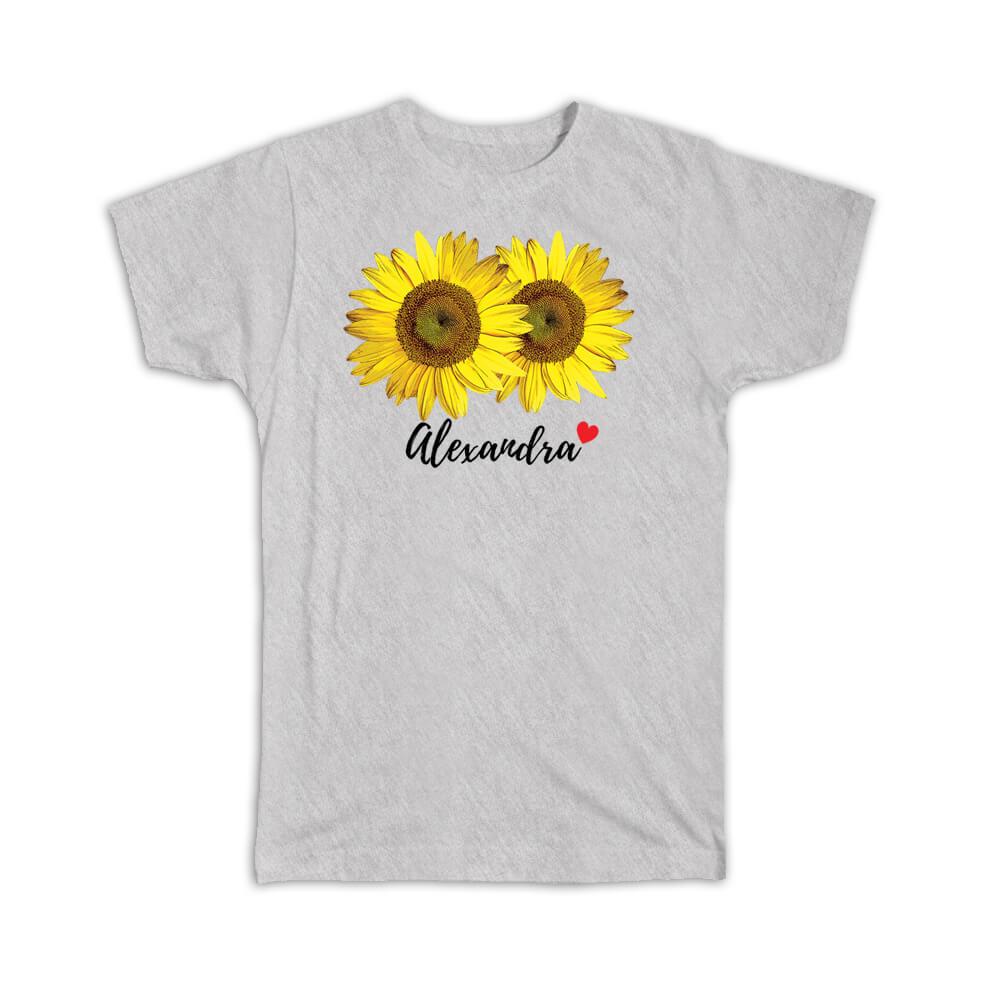 Camiseta de regalo: Girasol Nombre personalizado Flor Floral Amarillo  Decoración | eBay