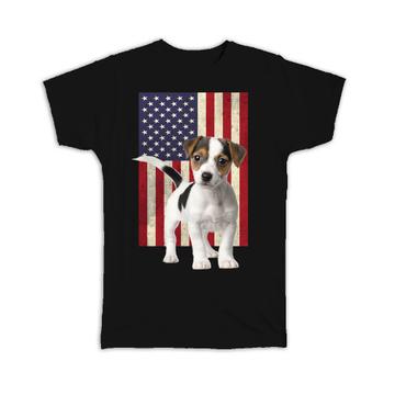 Jack Russell Terrier USA Flag : Gift T-Shirt Dog American United States