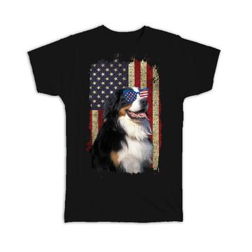 Bernese American Flag : Gift T-Shirt Dog Pet Puppy Animal Cute USA 4th of July Patriot