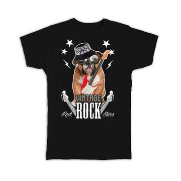 Vintage Rock Stars Bulldog : Gift T-Shirt For Guitarist Guitar Player Funny Dog Pet Animal