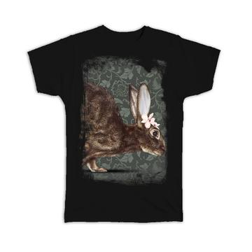 Realistic Hare Picture Orchid : Gift T-Shirt Wild Animal Floral Arabesques Rabbit Art