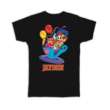 Clown Cat Teacup Circus : Gift T-Shirt Personalized Custom Name Kids Birthday Decor Cute Jayden