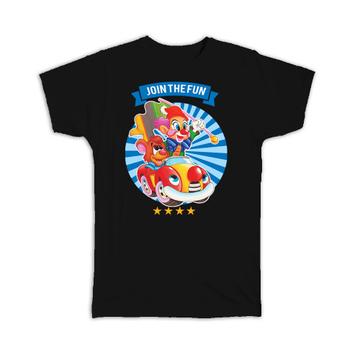 Clown Bear Car Fun : Gift T-Shirt Cute Art For Kid Boy Birthday Personalized Name Custom Print