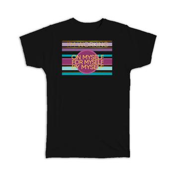 For Introvert Humor Art : Gift T-Shirt Stripes Abstract Print By Myself Quote Birthday Coworker