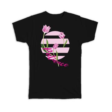 Pink Tulip Tulips Lover : Gift T-Shirt Patience Flower Floral Print For Her Woman Mothers Day Stripes