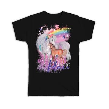 Mother Kid Child : Gift T-Shirt Horse Lover Family Son Daughter Love Magic Fairytale Rainbow