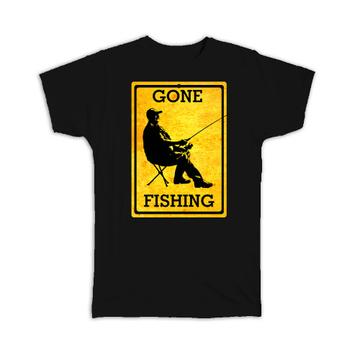 Gone Fishing Poster Sign : Gift T-Shirt For Fisher Lover Grandpa Birthday Vintage Art
