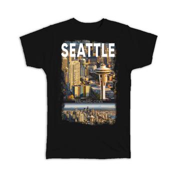 Seattle City Photograph : Gift T-Shirt American United State USA Panoramic Souvenir Traveler