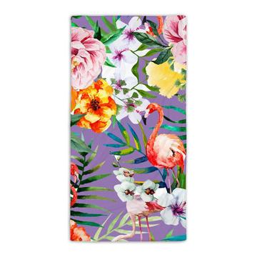 Flamingo Orchids : Gift Beach Towel Tropical Bird Ecology Nature Aviary