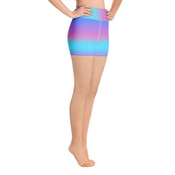 Gradient : Gift Yoga Short Pattern Colorful Pink and Blue Pattern