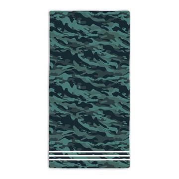 Green Camo Medium Sticker Bomb : Gift Beach Towel Camouflage Military Pattern Decal Wrap Around