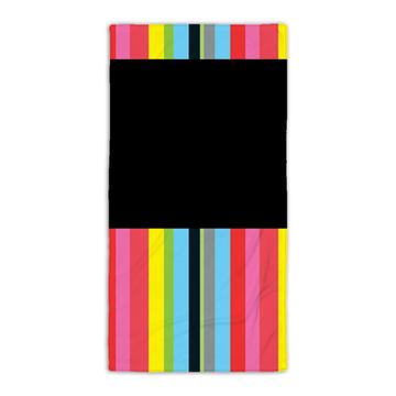 Stripes and Dots : Gift Beach Towel Patterned Elegant Modern Mosaic Polka Black Colorful