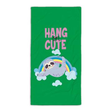 Sloth Hang on Cute : Gift Beach Towel Rainbow Cute Funny Lazy Smile